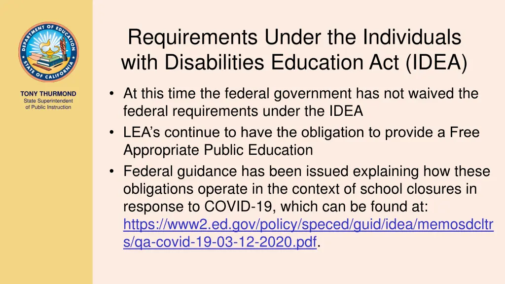 requirements under the individuals with