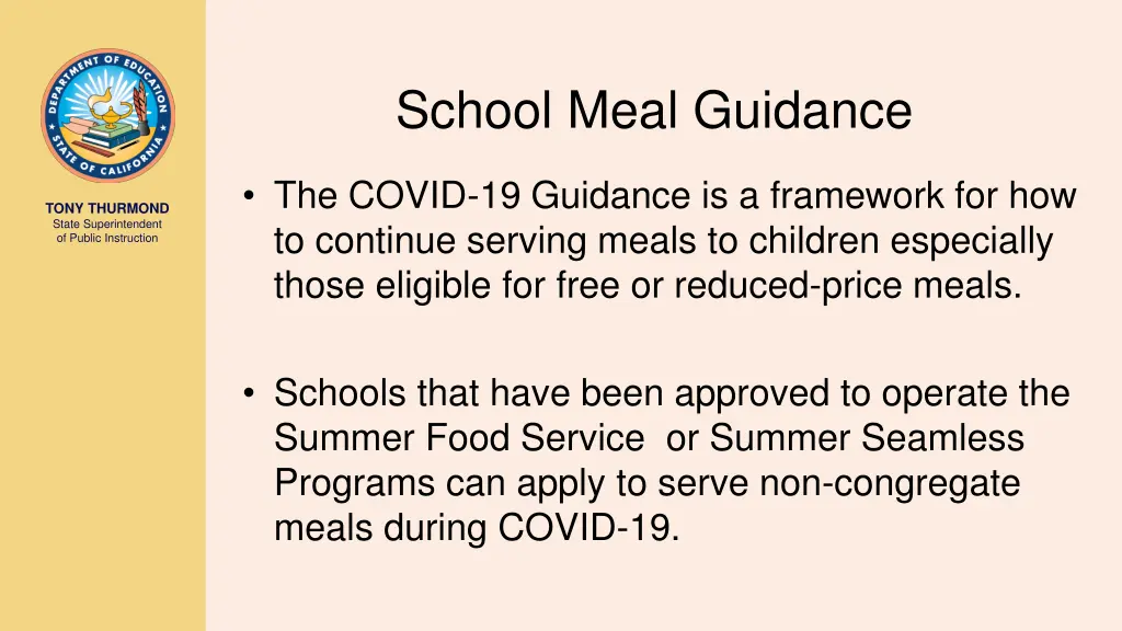 school meal guidance
