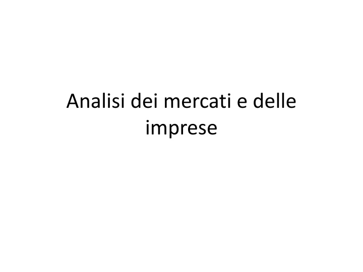 analisi dei mercati e delle imprese