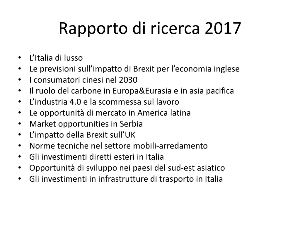 rapporto di ricerca 2017