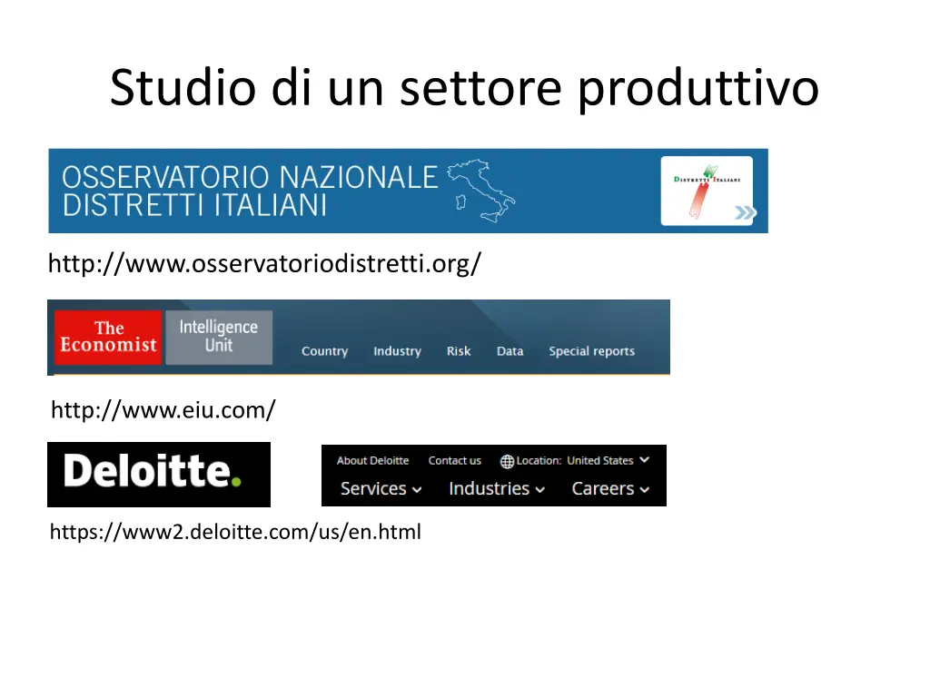 studio di un settore produttivo
