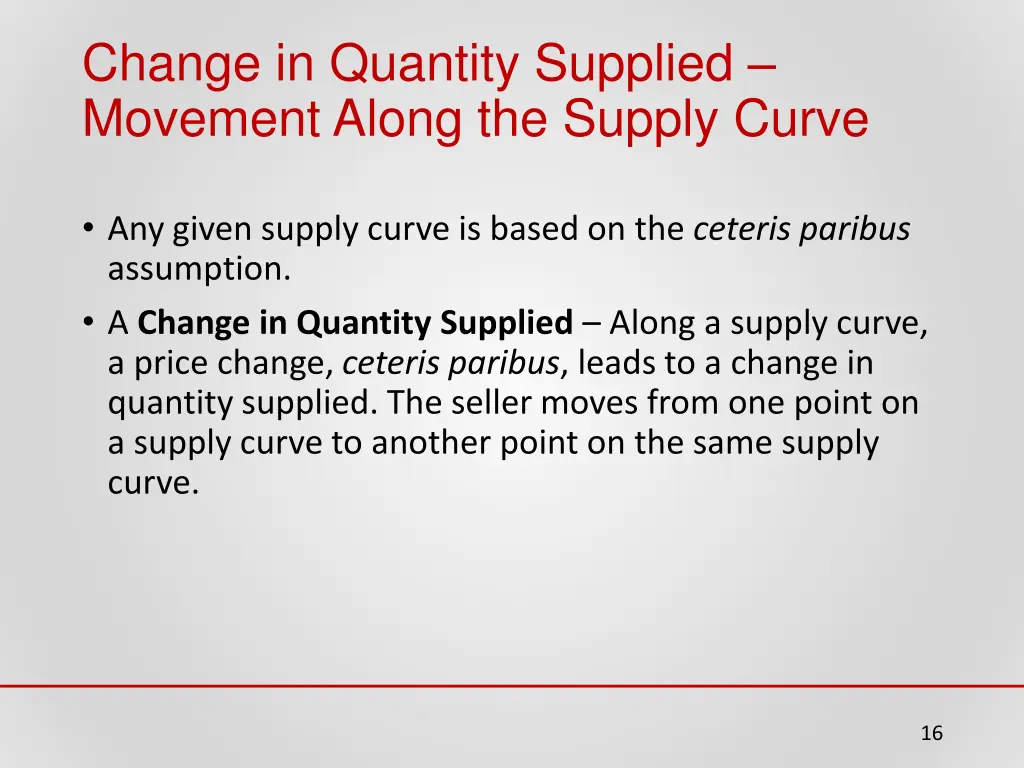 change in quantity supplied movement along