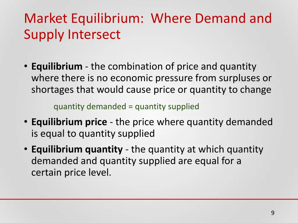 market equilibrium where demand and supply