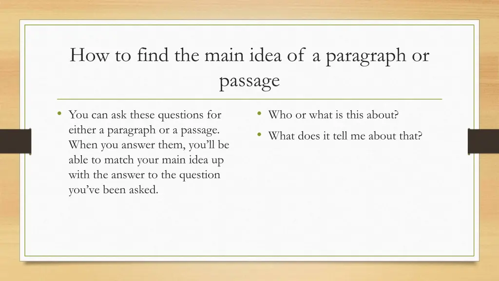 how to find the main idea of a paragraph