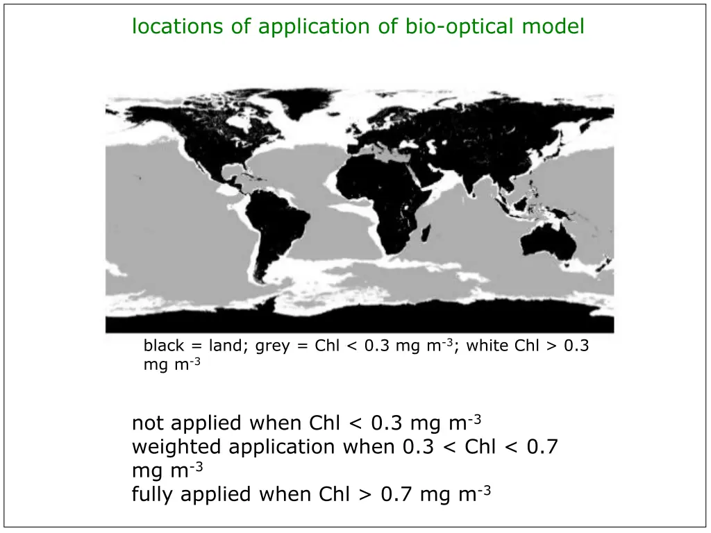locations of application of bio optical model
