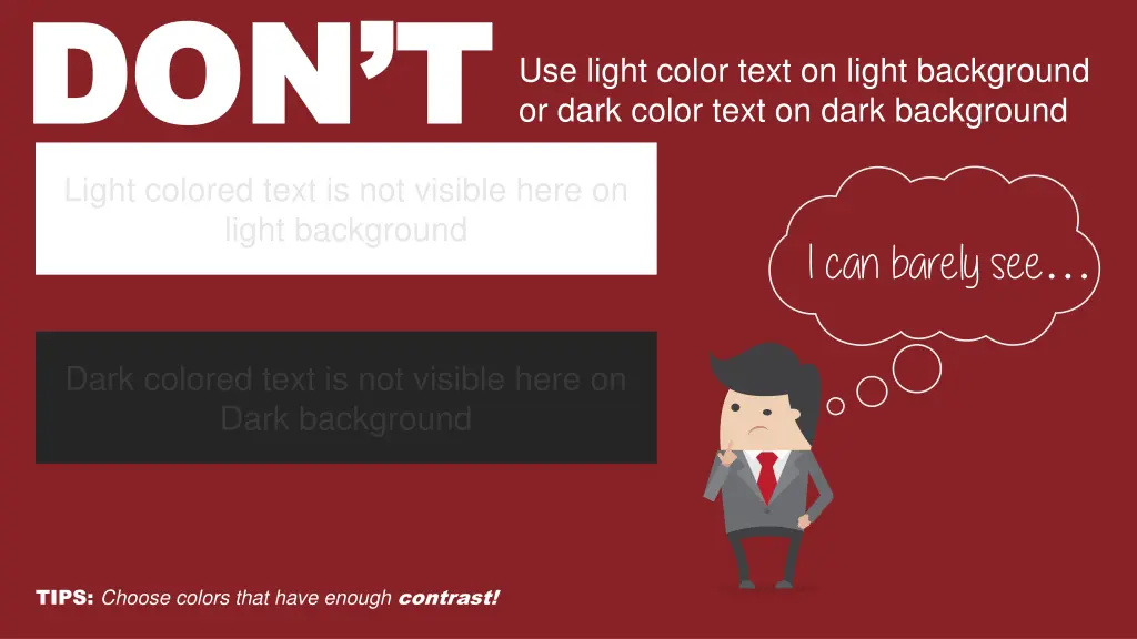 don t don t light colored text is not visible