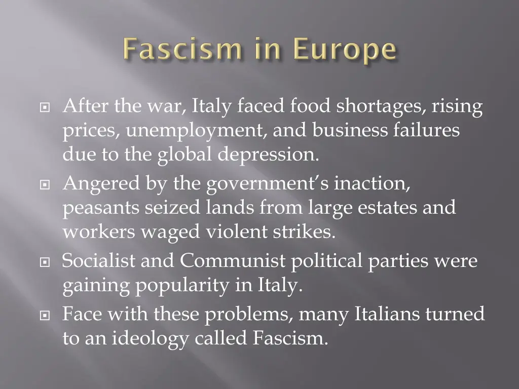 after the war italy faced food shortages rising