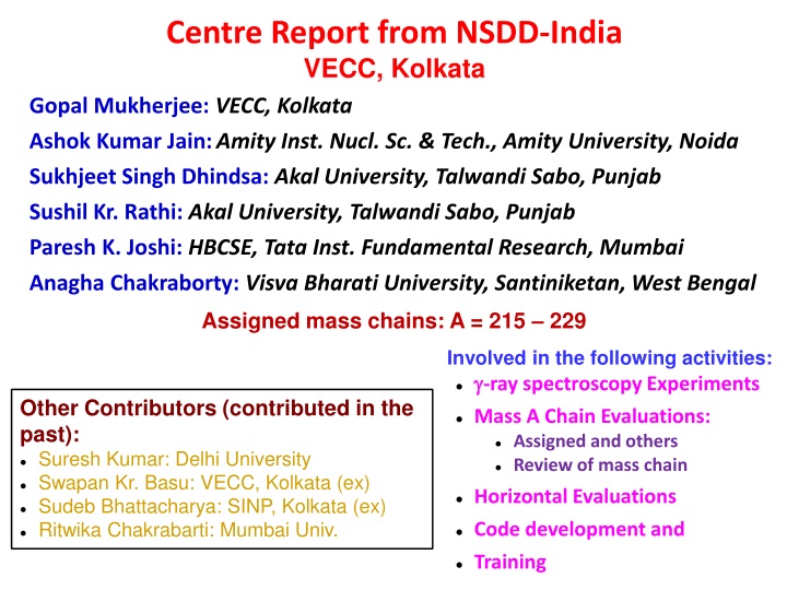 centre report from nsdd india vecc kolkata gopal