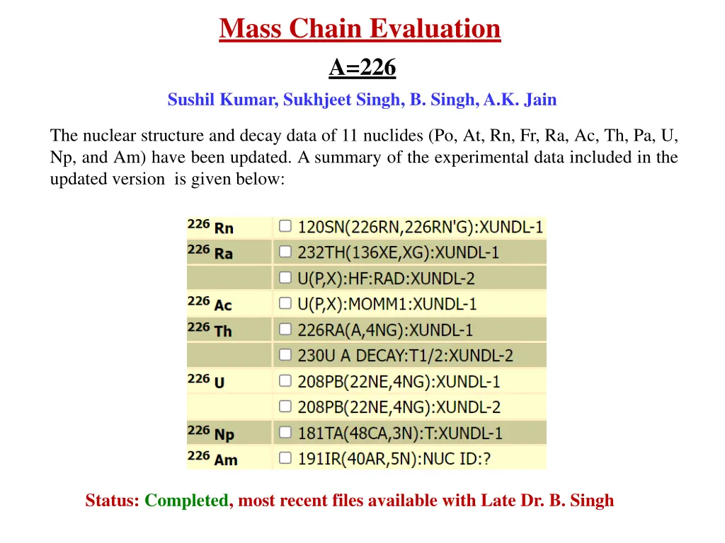 mass chain evaluation 1