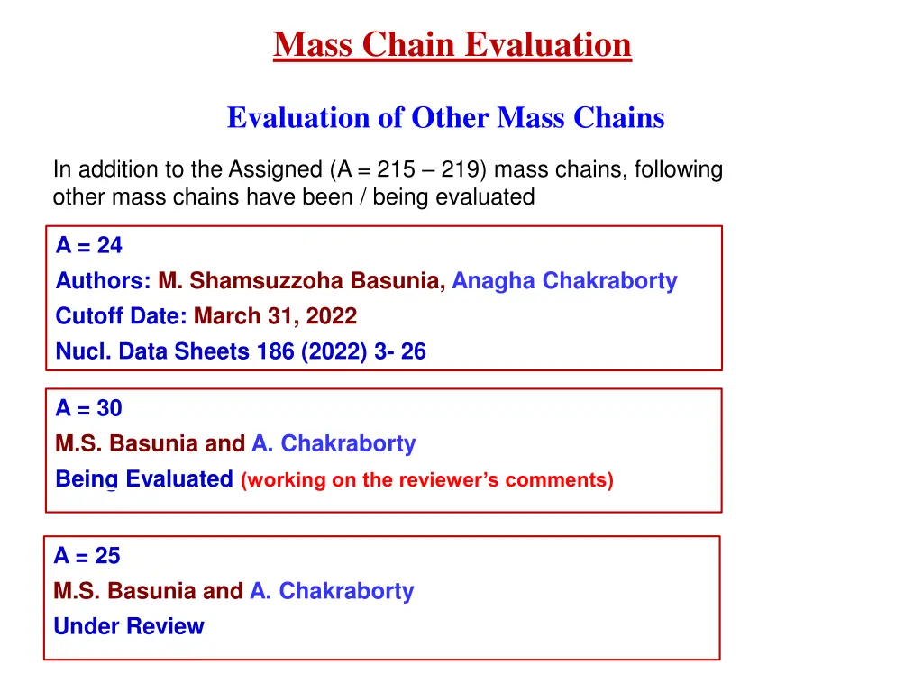 mass chain evaluation 2