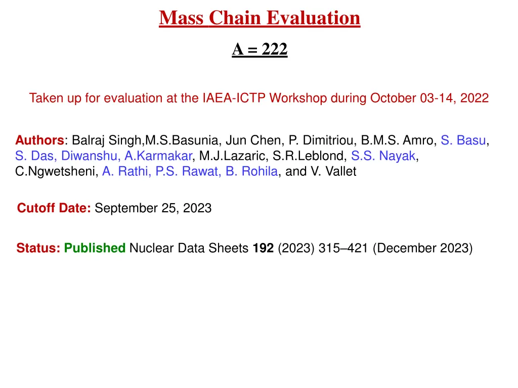 mass chain evaluation