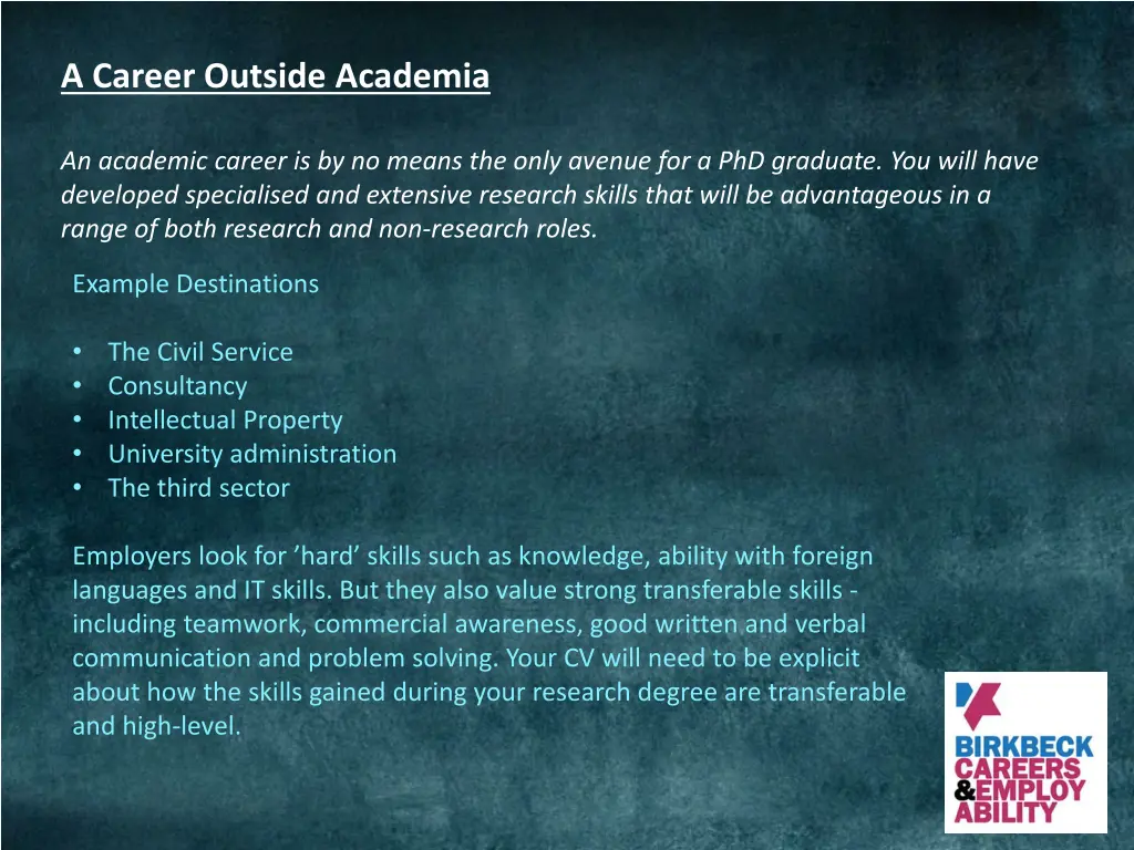 a career outside academia