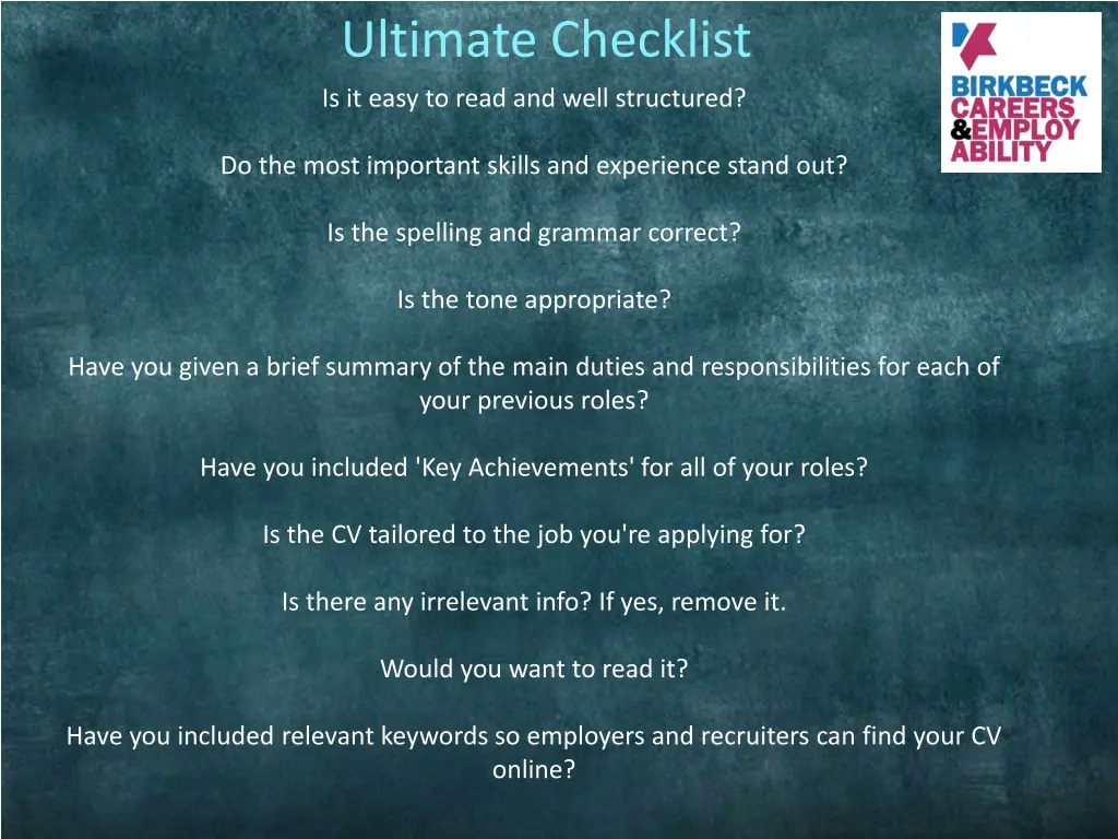 ultimate checklist