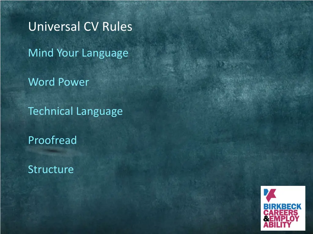 universal cv rules