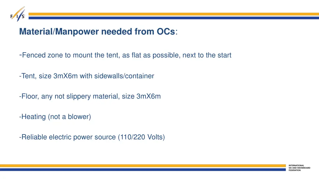 material manpower needed from ocs