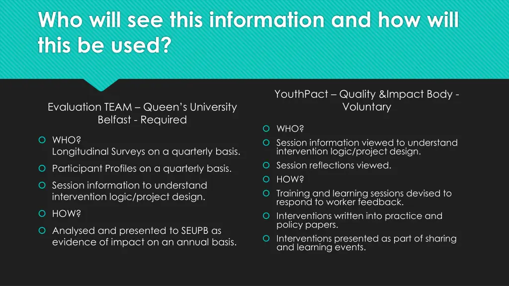 who will see this information and how will this