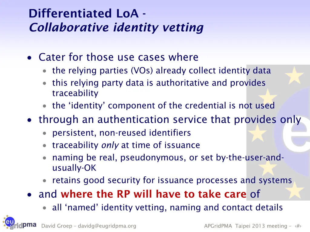 differentiated loa collaborative identity vetting