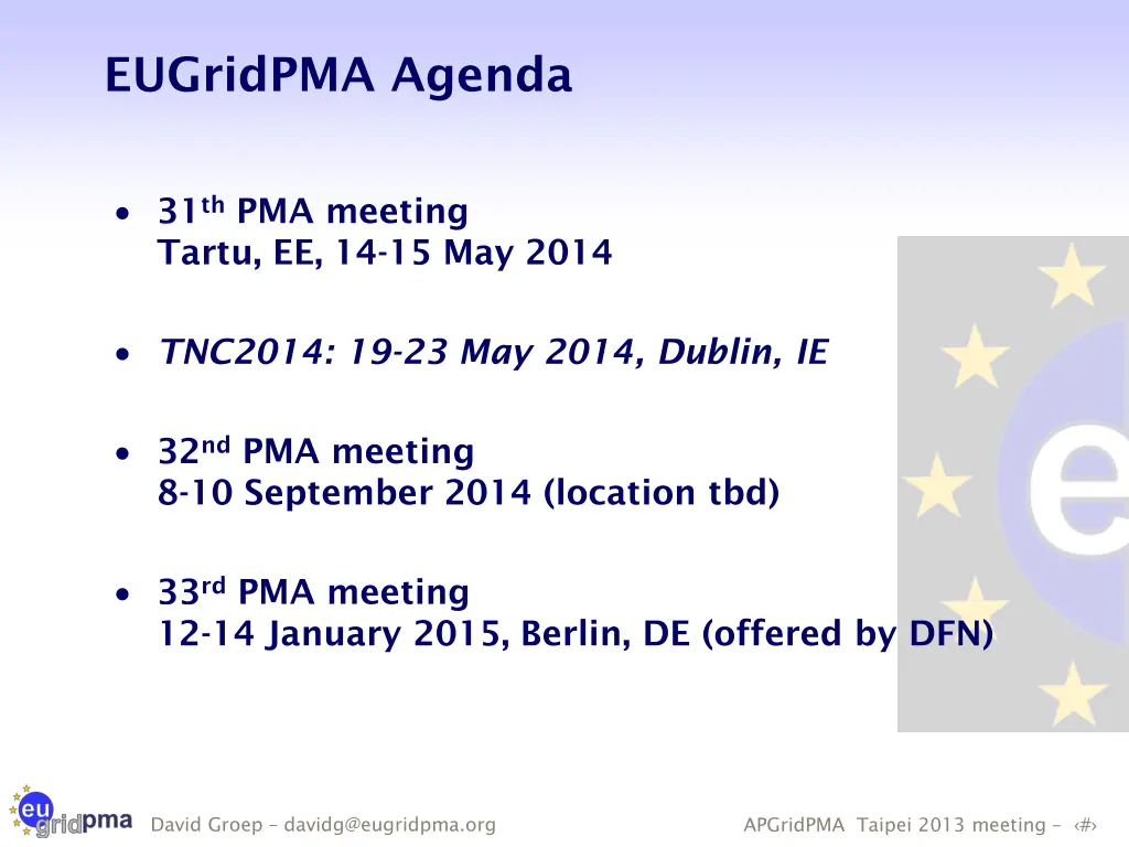 eugridpma agenda