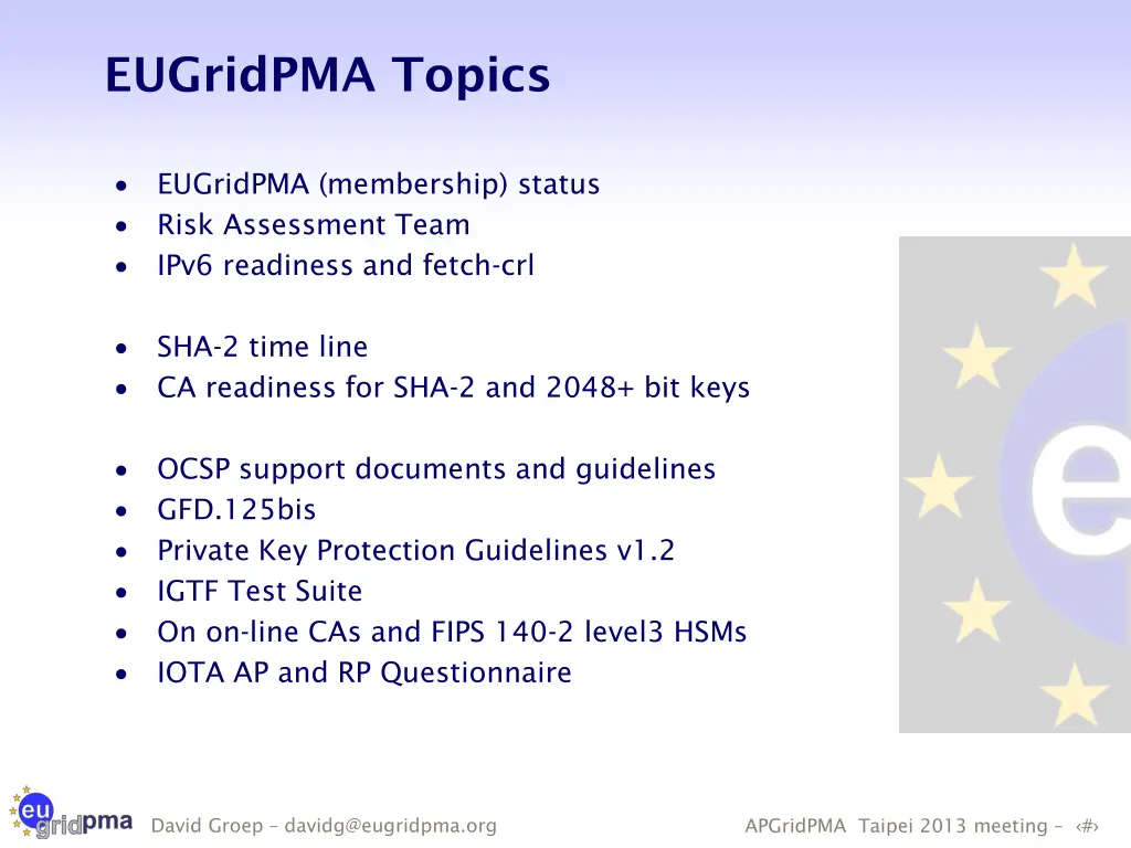 eugridpma topics