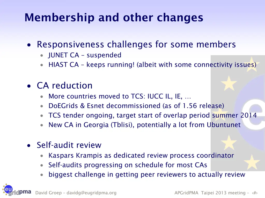 membership and other changes