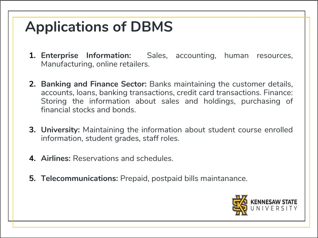 applications of dbms