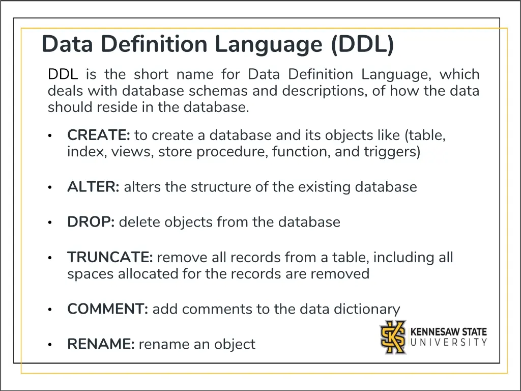 data definition language ddl ddl is the short