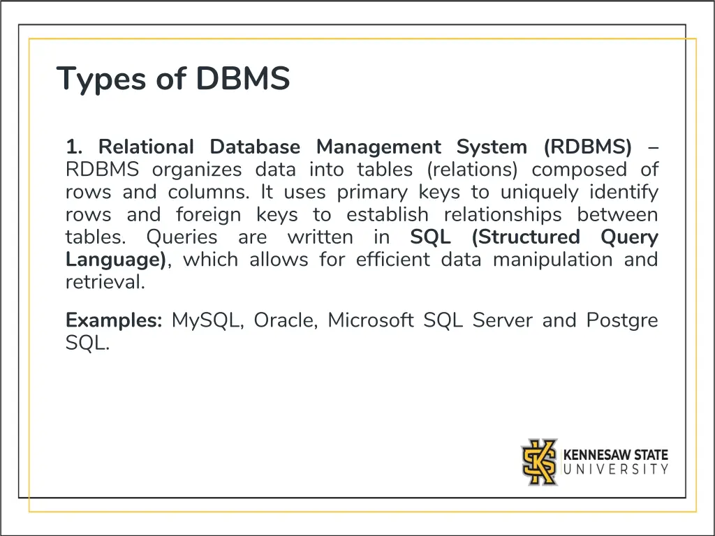 types of dbms