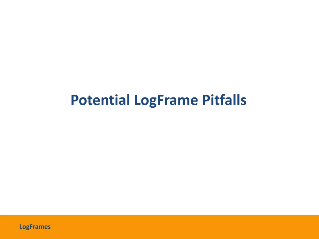 potential logframe pitfalls