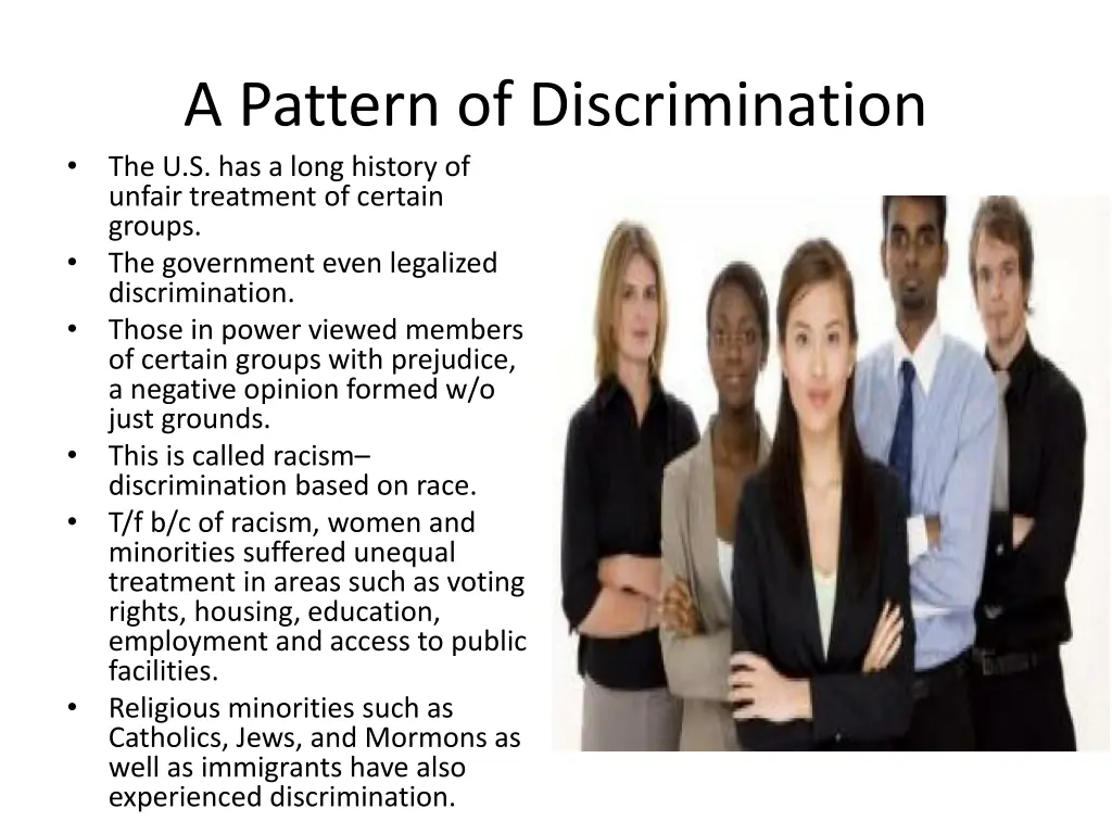 a pattern of discrimination the u s has a long
