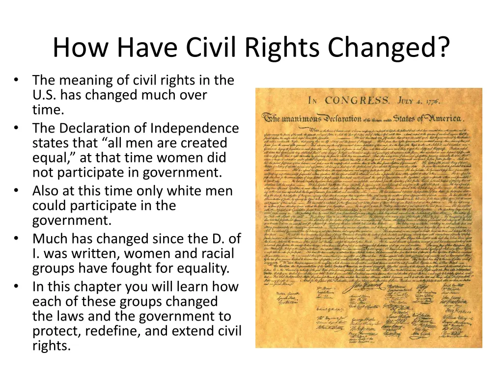 how have civil rights changed the meaning