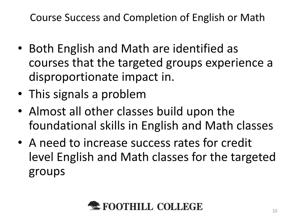 course success and completion of english or math