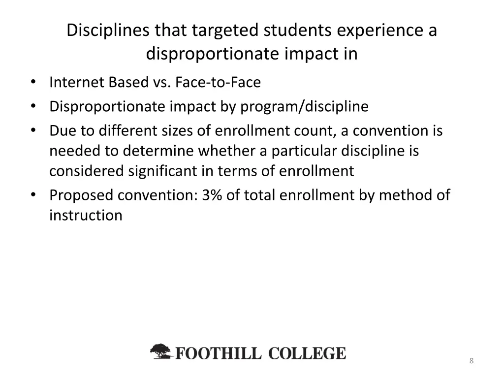 disciplines that targeted students experience