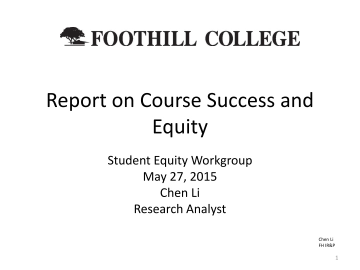 report on course success and equity