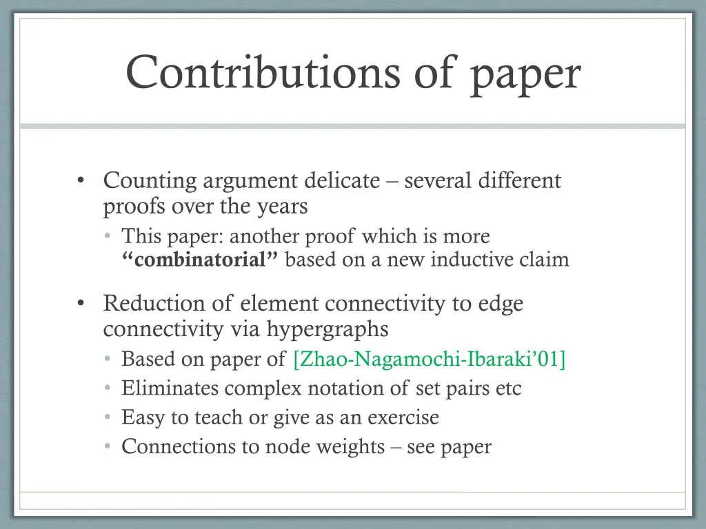 contributions of paper