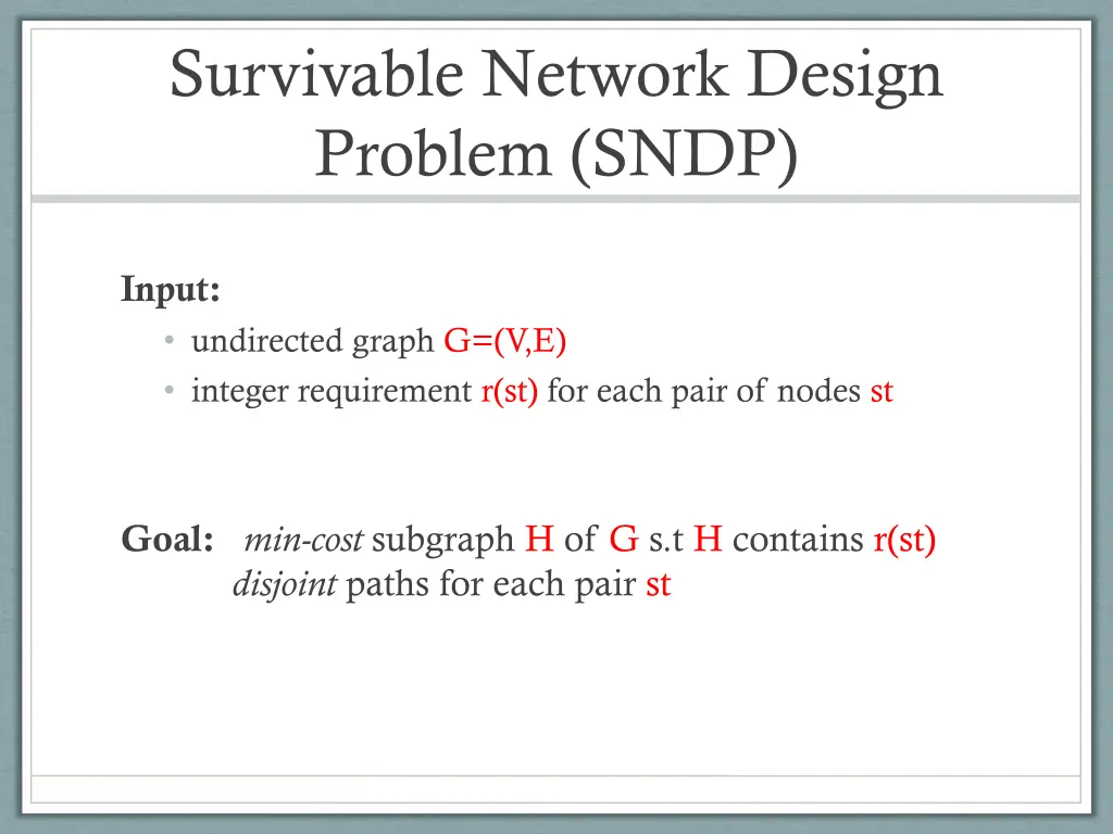 survivable network design problem sndp