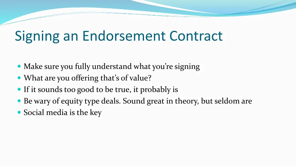 signing an endorsement contract