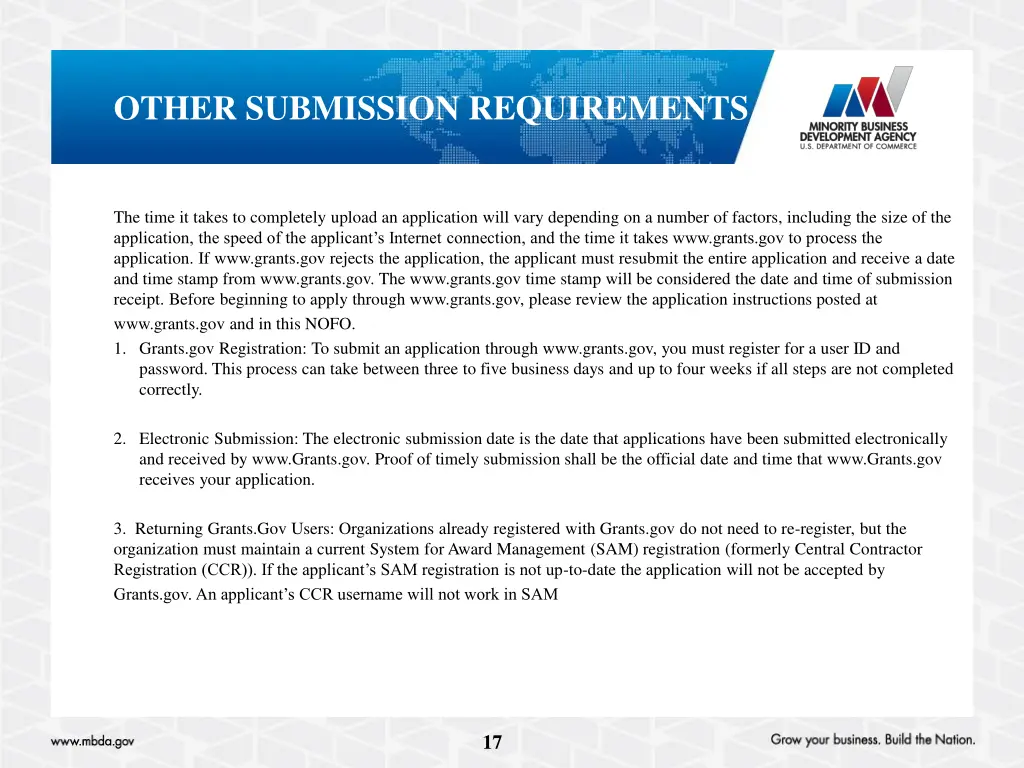 other submission requirements