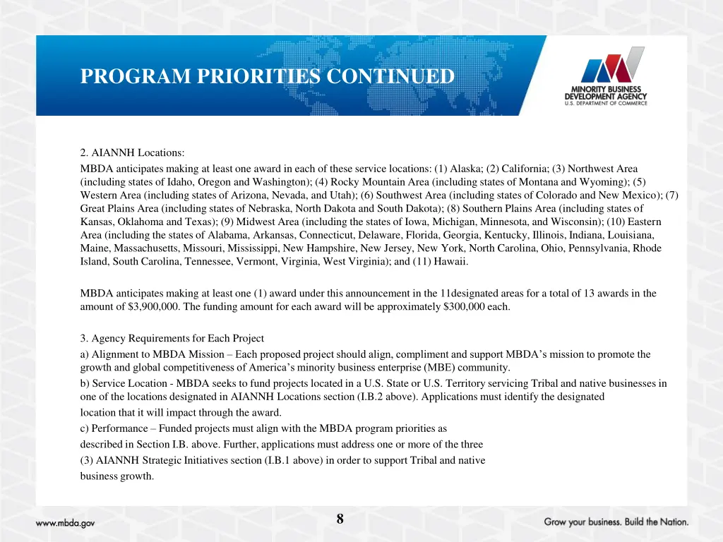 program priorities continued