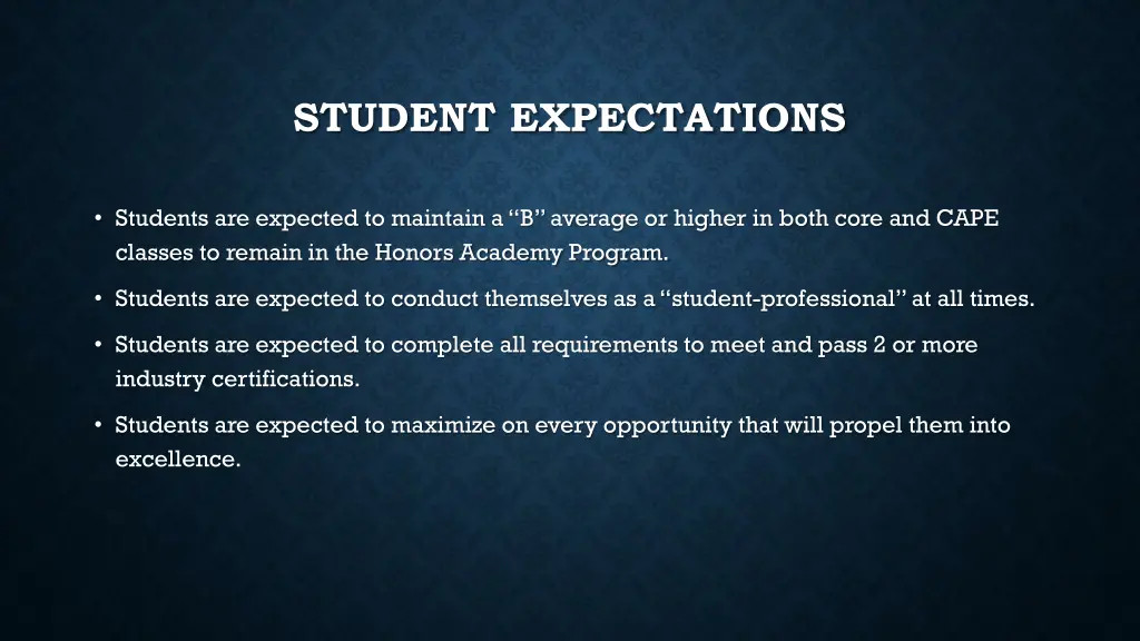 student expectations