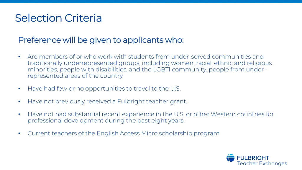 selection criteria selection criteria 2