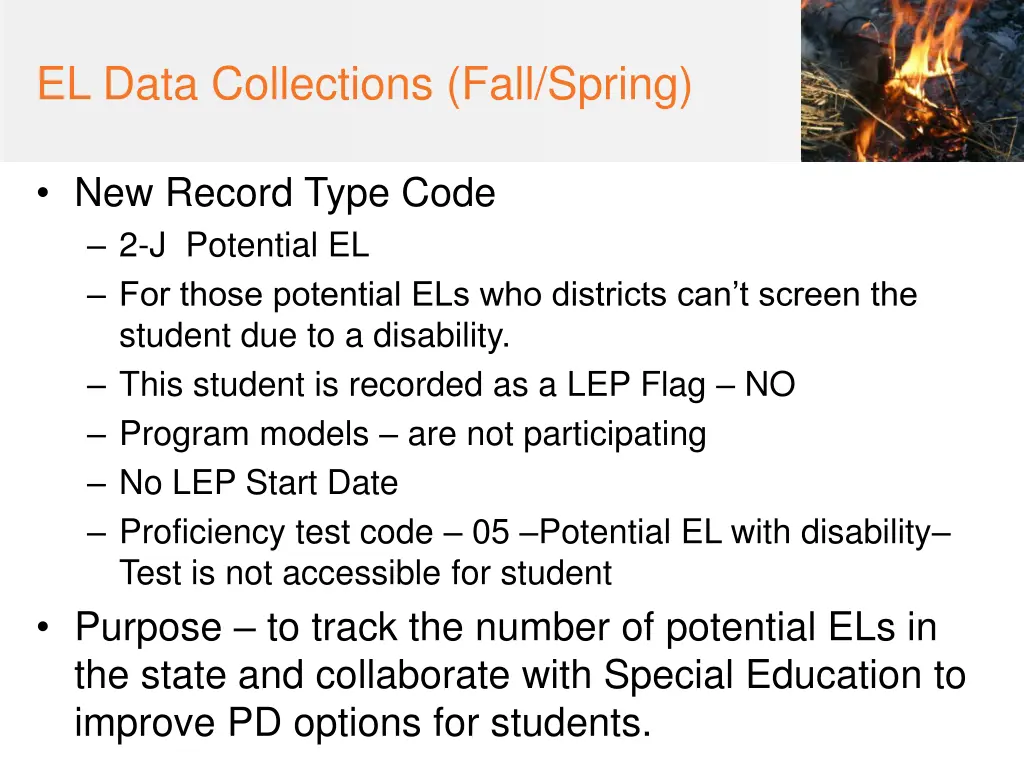 el data collections fall spring