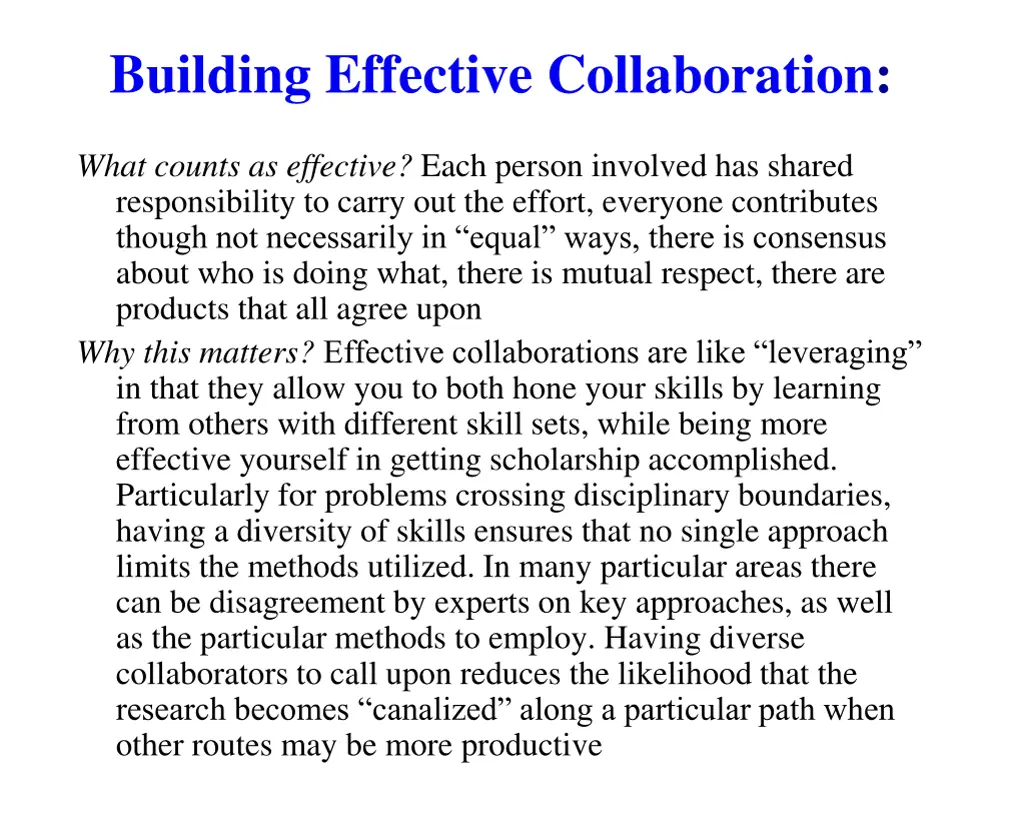building effective collaboration