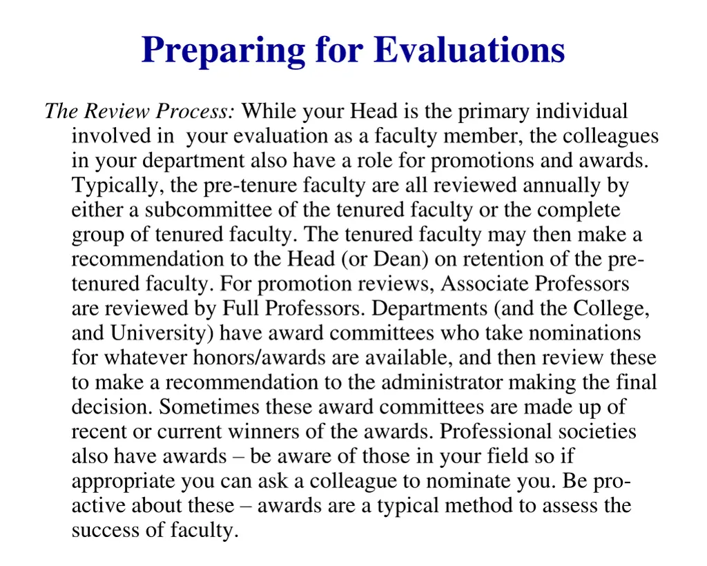 preparing for evaluations 1