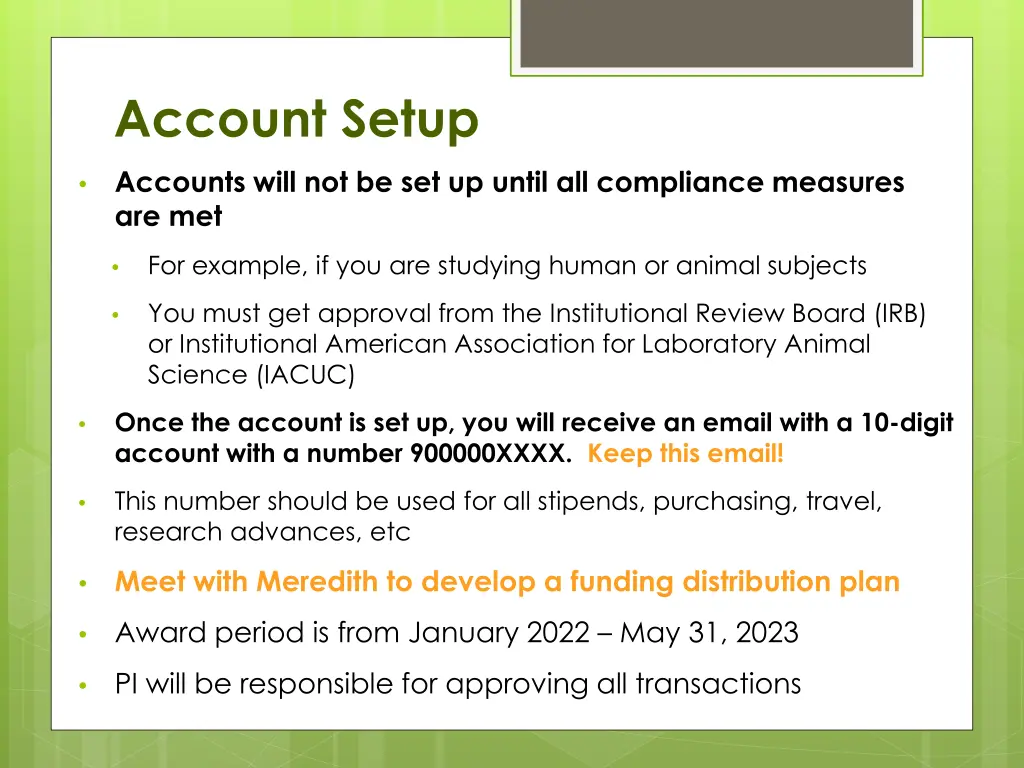 account setup