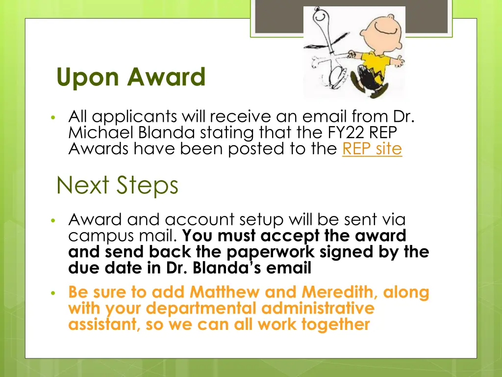 upon award