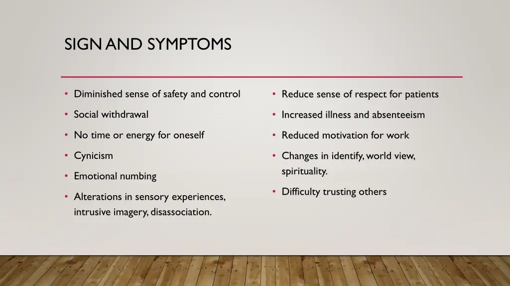 sign and symptoms