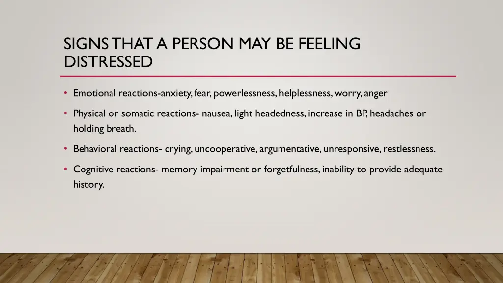 signs that a person may be feeling distressed