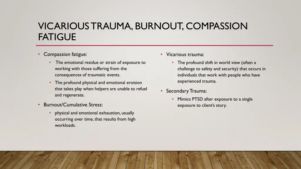 vicarious trauma burnout compassion fatigue