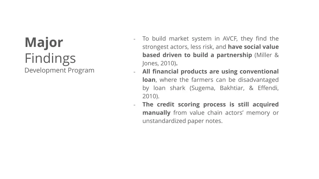 major findings development program