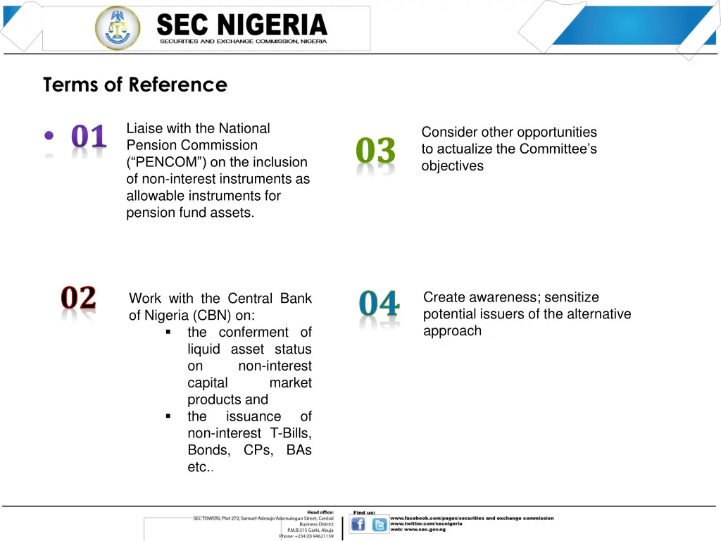 terms of reference